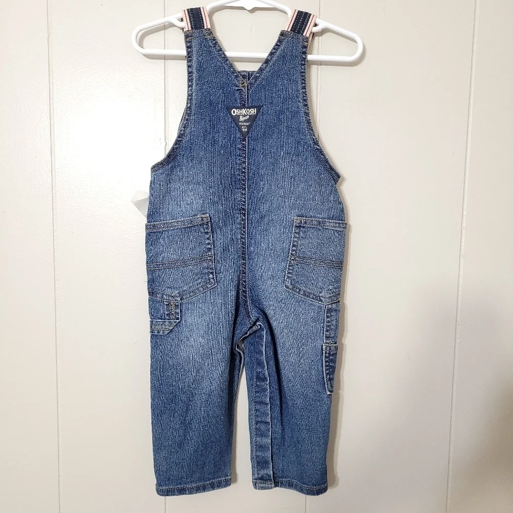 OshKosh B'gosh Denim Bib Dark Wash Overalls Size 12Months NWT